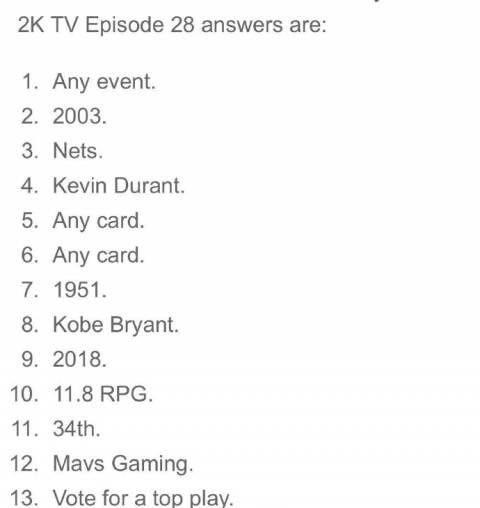 《NBA2K21》2KTV第28期答案分享