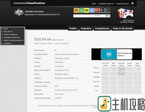 或发行新版 《毁灭战士64》亮相澳大利亚分级网站